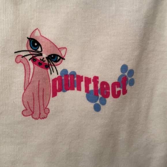 Vintage 1990s Rockabilly Pink Cat Kitty Pajamas Set. Size: S 3/4 P W: 26” NEW! - Picture 3 of 8